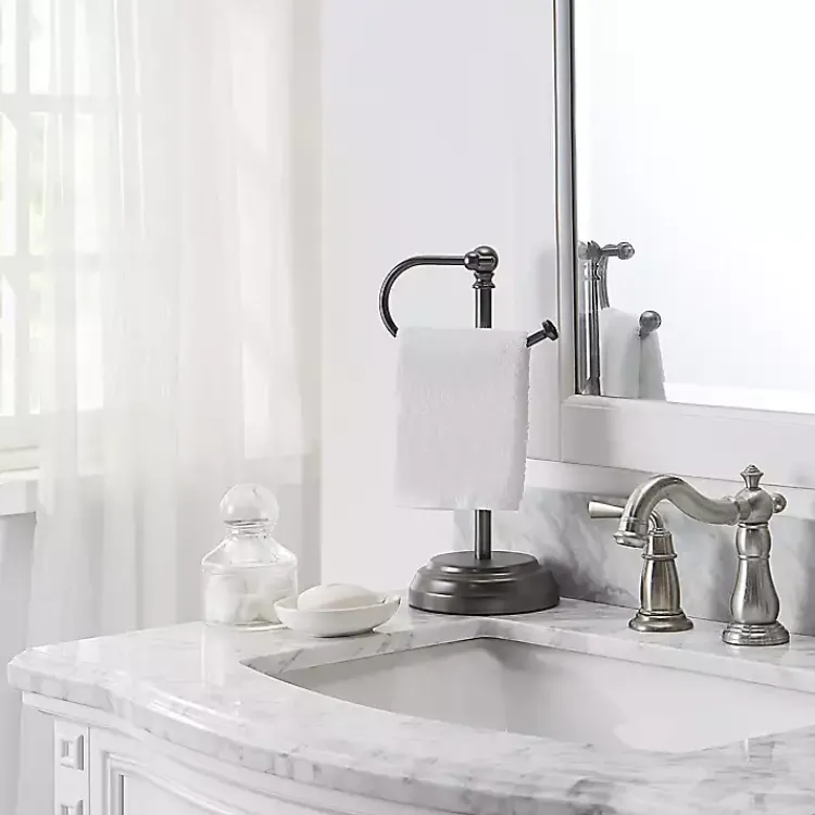Kirklands Home Dark Chrome Hook Countertop Towel Holder Gray Sale