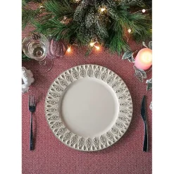 Kirklands Home Dark Cream Plume Border Chargers, Set of 4 Ivory Best