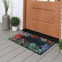 Kirklands Home Dark Floral Welcome Rubber Doormat Multi Hot