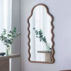 Kirklands Home Dark Gold Arched Wavy Wall Mirror Clearance