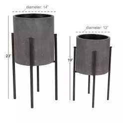 Kirklands Home Dark Barrel 2-pc. Planter Set Gray Best