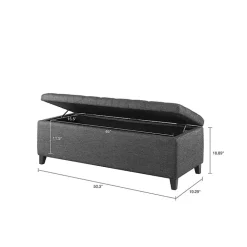 Kirklands Home Dark Button Tufted Storage Bench Gray Outlet