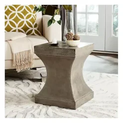 Kirklands Home Dark Concrete Pedestal Accent Table Gray Outlet