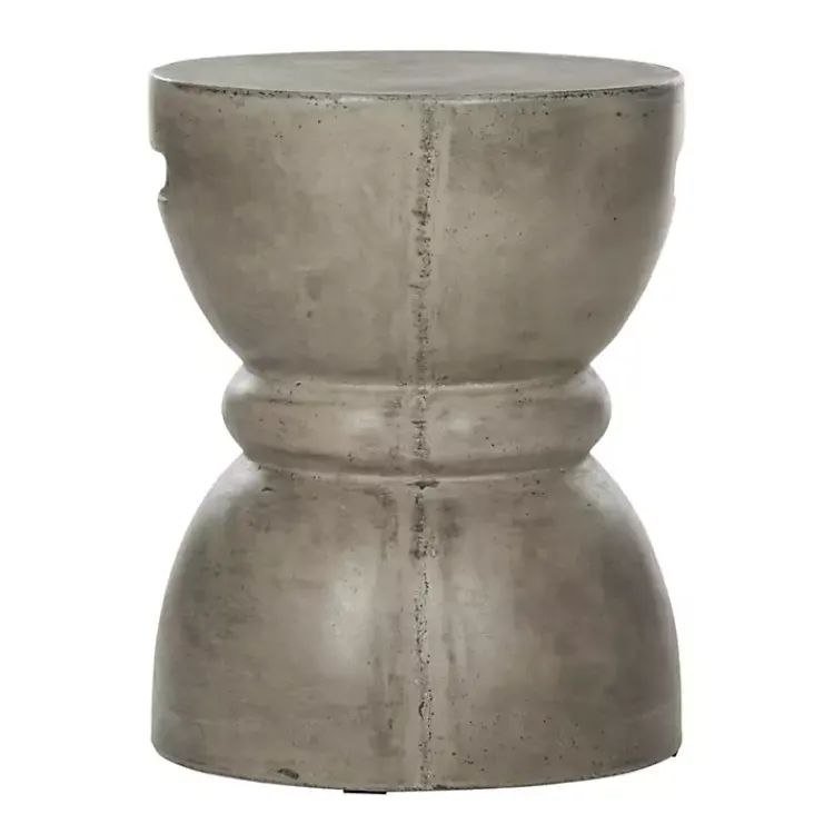 Kirklands Home Dark Drum Accent Table with Handles Gray Best