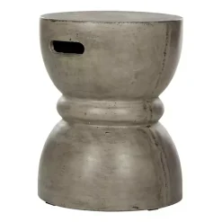 Kirklands Home Dark Drum Accent Table with Handles Gray Best