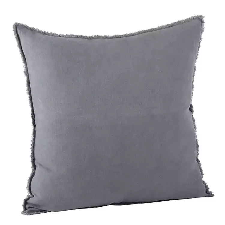 Pillows>Kirklands Home Dark Fringed Edge Pillow Gray