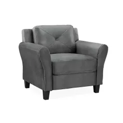 Kirklands Home Dark Kelly Microfiber Rolled Armchair Gray Clearance