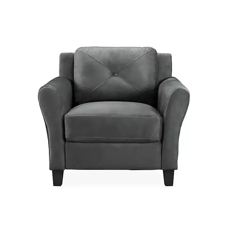 Kirklands Home Dark Kelly Microfiber Rolled Armchair Gray Clearance