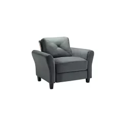 Kirklands Home Dark Kelly Microfiber Rolled Armchair Gray Clearance