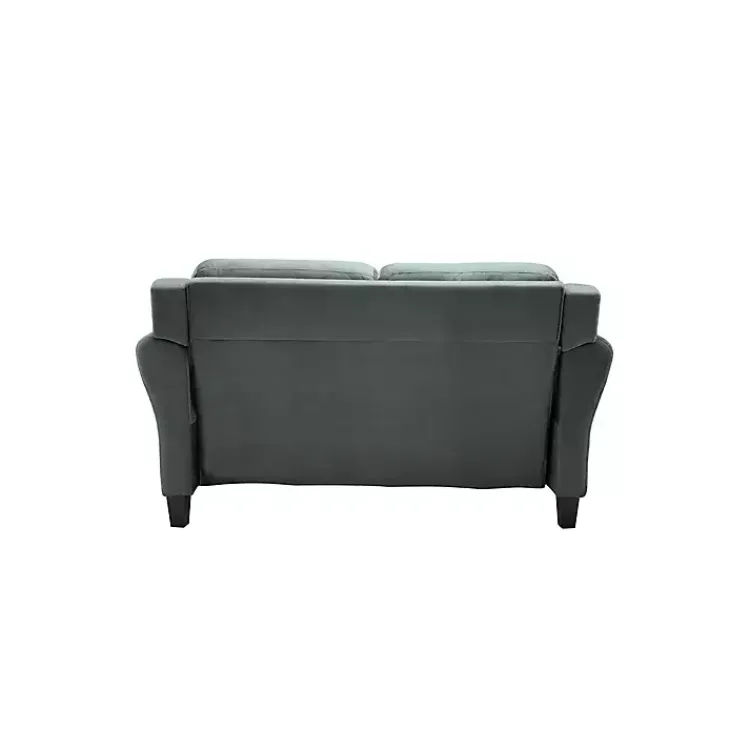 Kirklands Home Dark Kelly Microfiber Rolled Arm Loveseat Gray Best