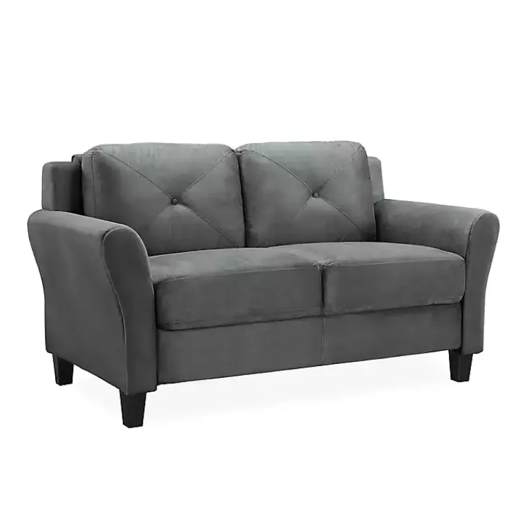 Kirklands Home Dark Kelly Microfiber Rolled Arm Loveseat Gray Best