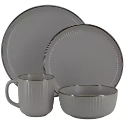 Kirklands Home Dark Leo Stoneware 16-pc. Dinnerware Set Gray Clearance