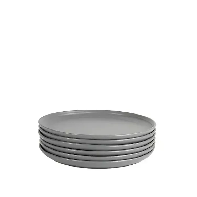 Kirklands Home Dark Linear Salad Plates, Set of 6 Gray New