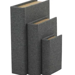 Baskets & Boxes>Kirklands Home Dark Linen Book Boxes, Set of 3 Gray