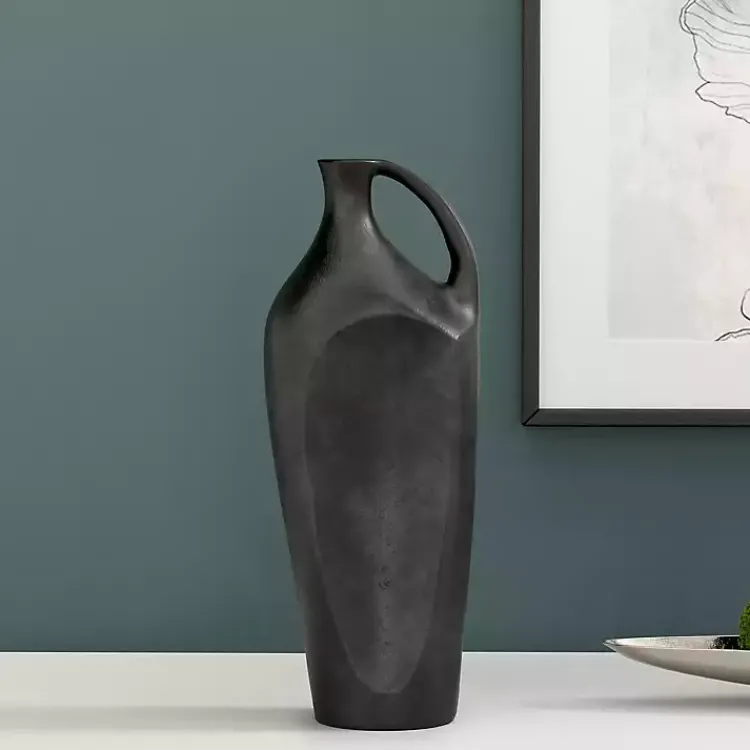 Vases>Kirklands Home Dark Metal Jug Vase, 14 in. Gray