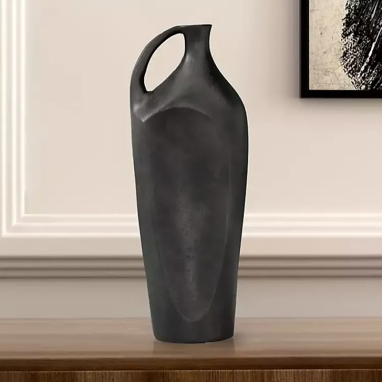 Vases>Kirklands Home Dark Metal Jug Vase, 14 in. Gray