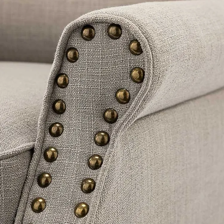 Kirklands Home Dark Miriam Nailhead Trim Armchair Gray New