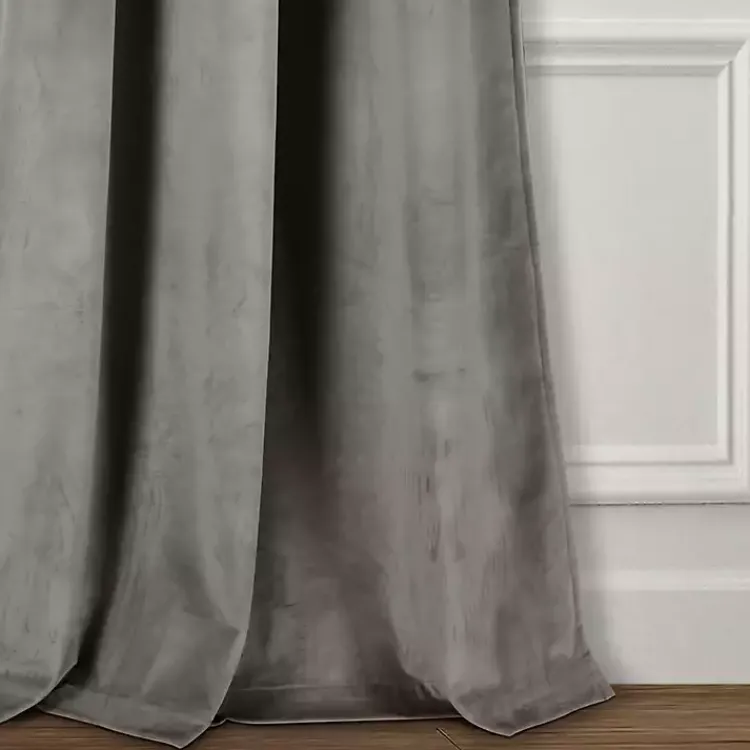 Kirklands Home Dark Prima Velvet Curtain Panel Set, 108 in. Gray Best