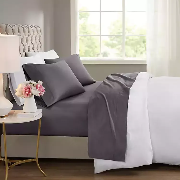 Kirklands Home Dark Rich Cooling Cotton Queen Sheet Set Gray Hot