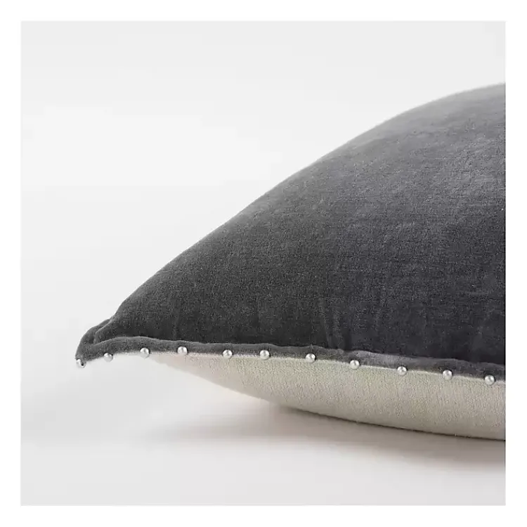 Pillows>Kirklands Home Dark Solid Cotton Pillow, 22 in. Gray