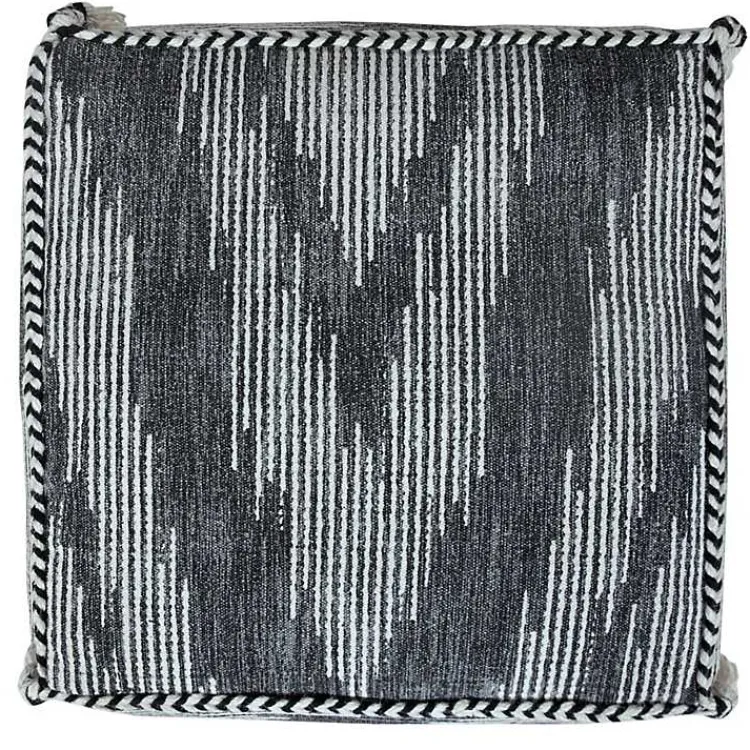Poufs & Floor Cushions>Kirklands Home Dark Gray Tasseled Static Geo Cotton Square Pouf