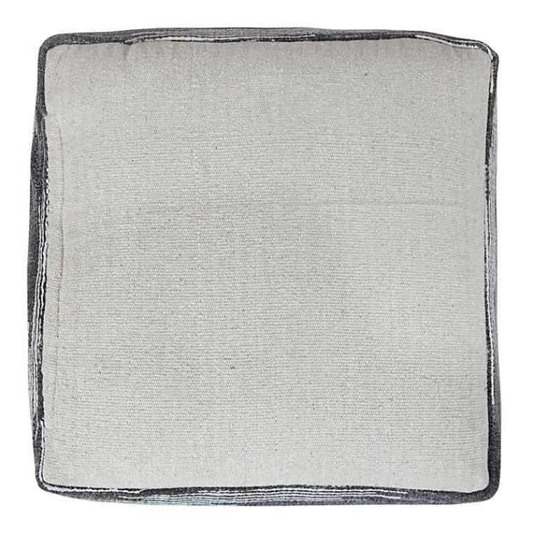 Poufs & Floor Cushions>Kirklands Home Dark Gray Tasseled Static Geo Cotton Square Pouf