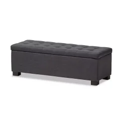 Kirklands Home Dark Tufted Contemporary Storage Bench Gray Outlet