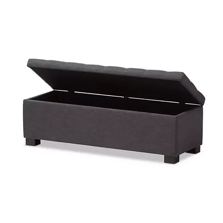 Kirklands Home Dark Tufted Contemporary Storage Bench Gray Outlet
