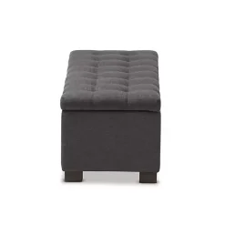 Kirklands Home Dark Tufted Contemporary Storage Bench Gray Outlet