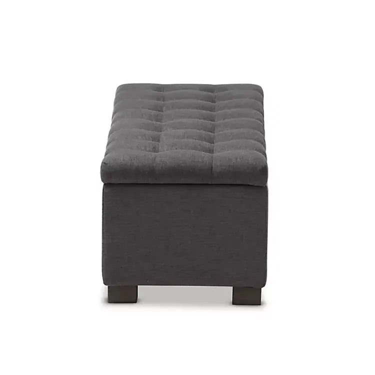 Kirklands Home Dark Tufted Contemporary Storage Bench Gray Outlet