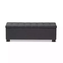Kirklands Home Dark Tufted Contemporary Storage Bench Gray Outlet