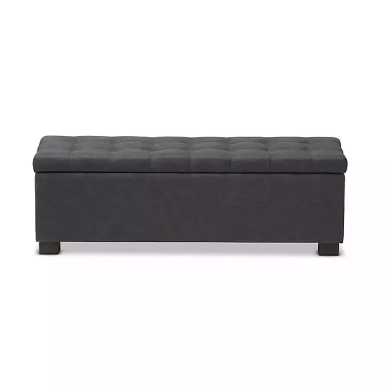 Kirklands Home Dark Tufted Contemporary Storage Bench Gray Outlet