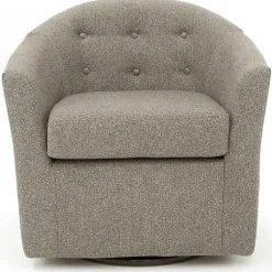 Kirklands Home Dark Tufted Swivel Barrel Accent Chair Gray Sale