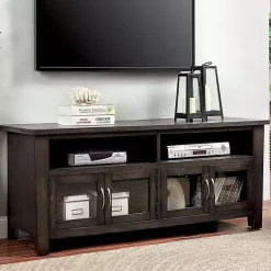 Kirklands Home Dark Wood 4-Door Media Cabinet Gray Online