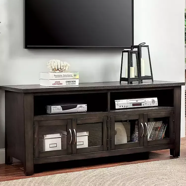Kirklands Home Dark Wood 4-Door Media Cabinet Gray Online