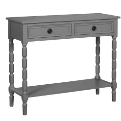 Kirklands Home Dark Wood 2-Drawer Barrett Console Table Gray New