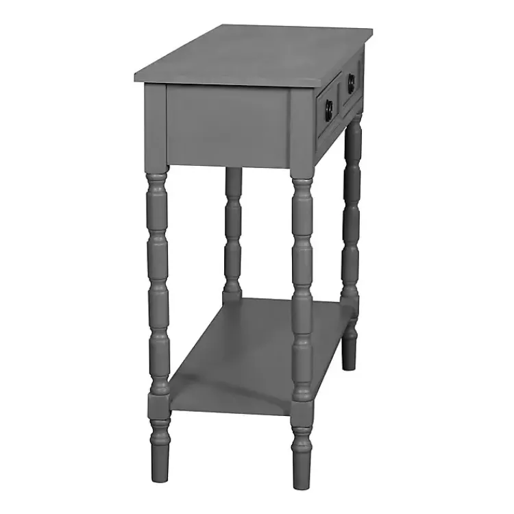 Kirklands Home Dark Wood 2-Drawer Barrett Console Table Gray New