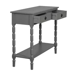 Kirklands Home Dark Wood 2-Drawer Barrett Console Table Gray New