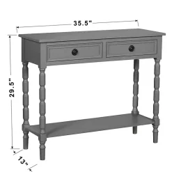 Kirklands Home Dark Wood 2-Drawer Barrett Console Table Gray New