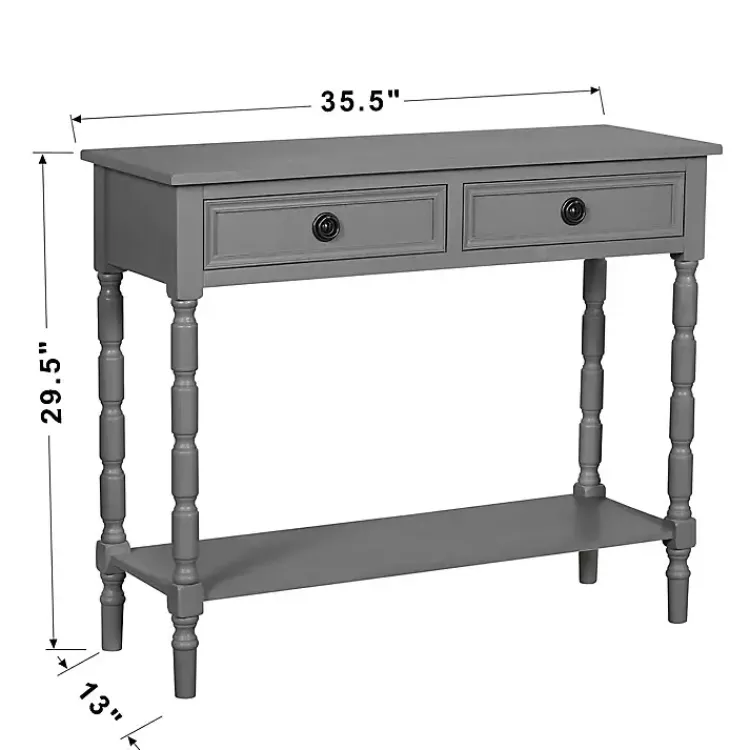 Kirklands Home Dark Wood 2-Drawer Barrett Console Table Gray New