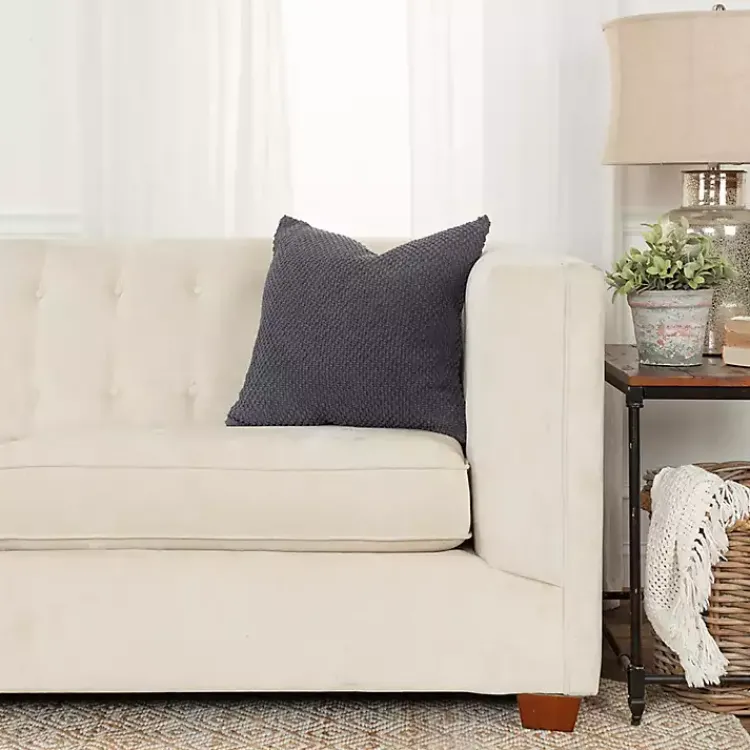 Pillows>Kirklands Home Dark Woven Nubby Pillow Gray