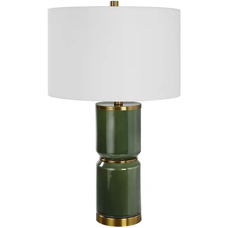 Kirklands Home Dark Green and Gold Eva Table Lamp White Clearance
