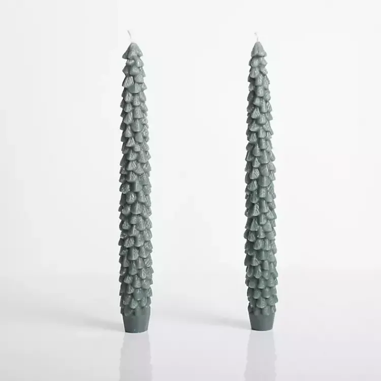 Candles>Kirklands Home Dark Christmas Tree Taper Candles, Set of 2 Green