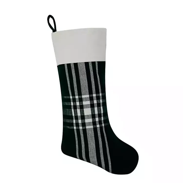 Christmas Stockings & Stocking Holders>Kirklands Home Dark Green Plaid Festive Christmas Stocking