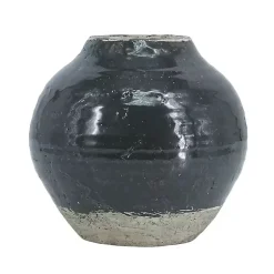 Vases>Kirklands Home Dark Two-Tone Round Vase Green