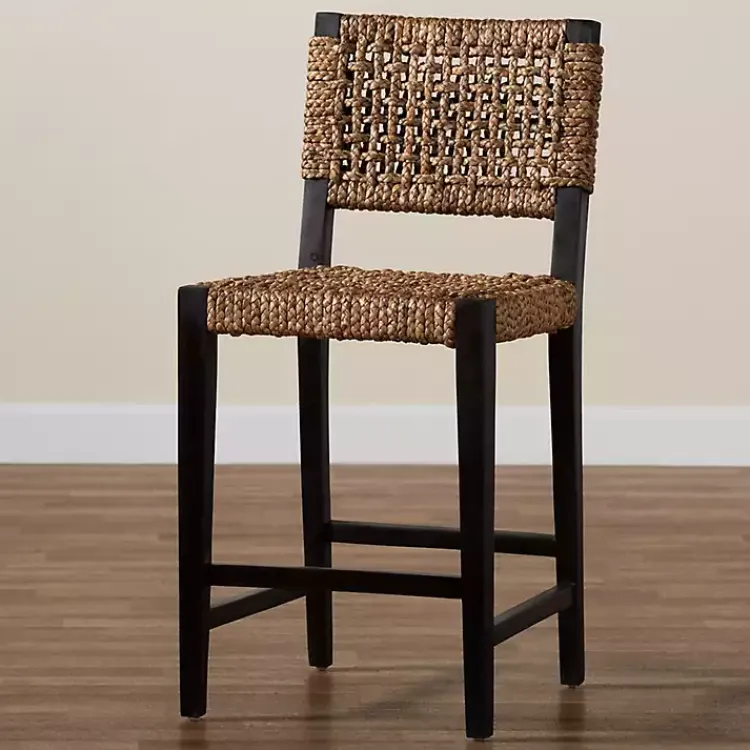 Kirklands Home Dark Mahogany Lattice Counter Stool Brown New