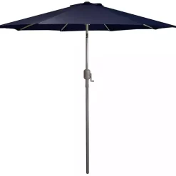 Kirklands Home Dark Navy Tilt Hand Crank Outdoor Umbrella