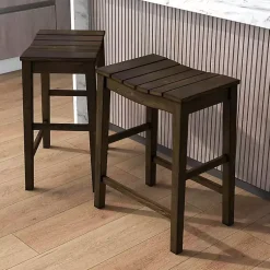 Kirklands Home Dark Oak Wood Whitcombe Counter Stools, Set of 2 Brown Best