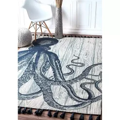 Kirklands Home Dark Octopus Thomas Paul Area Rug, 5x8 Blue Clearance