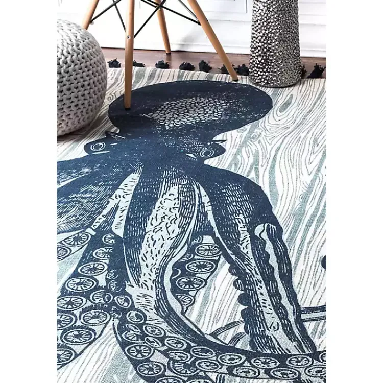Kirklands Home Dark Octopus Thomas Paul Area Rug, 5x8 Blue Clearance